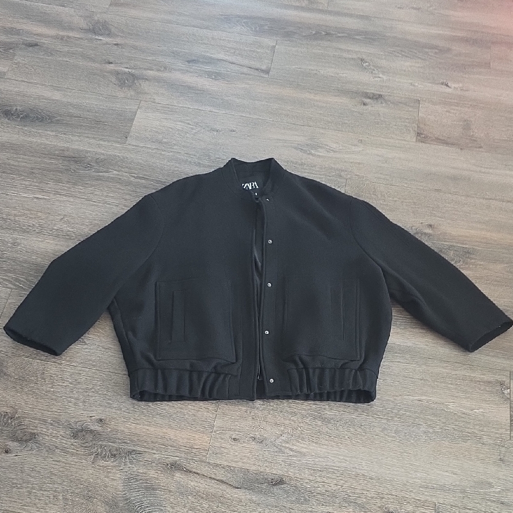 Zara Classic Black Bomber Jacket